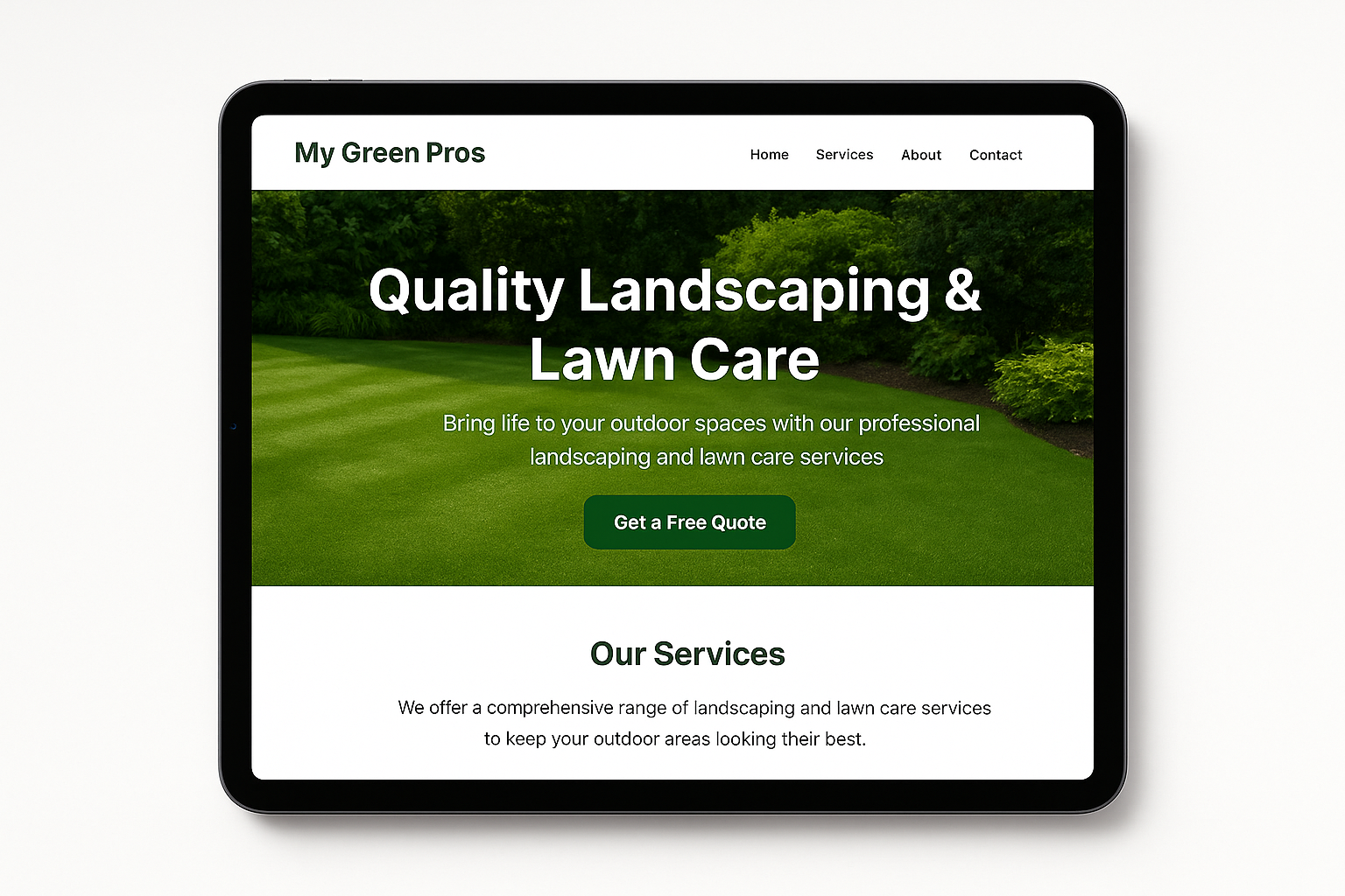 Diseño web para jardinería, para My Green Pros